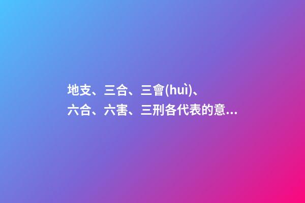 地支、三合、三會(huì)、 六合、六害、三刑各代表的意義!